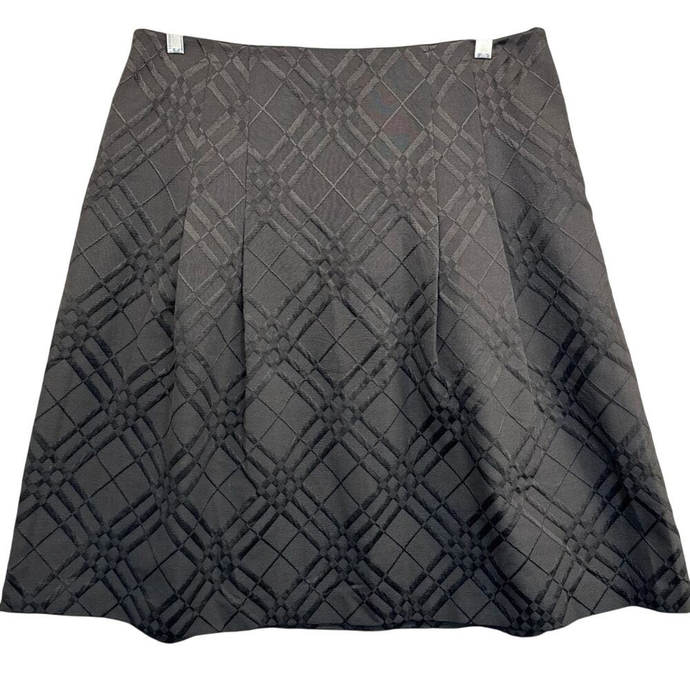 Talbots Black Jacquard Textured Pleated A Line Holiday Party Skirt Women 14